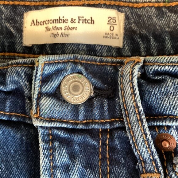 Abercrombie & Fitch The Mom Short High Rise Sz 25/0 Blue Jean #304i - Picture 3 of 5